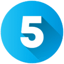 numero cinco na cor branca dentro de um circulo azul