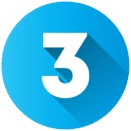 numero tres na cor branca dentro de um circulo azul