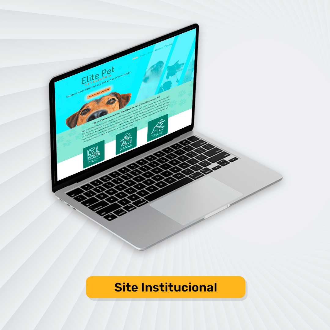 Notebook exibindo um site institucional para clínica veterinária criado pela web designer rafaella christie